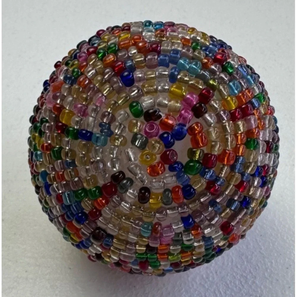 Handmade Colorful Beaded Sphere Ornament Christmas Tree Decoration Wire 3